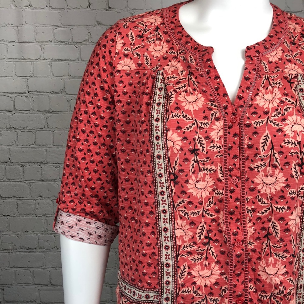 0X 1X Style & Co Pink Floral Splitneck Top Plus Sz - Picture 7 of 7